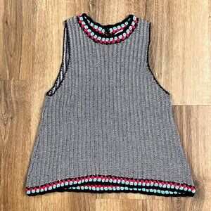 THML Sleeveless Sweater Tank Crochet Neckline Sz XS